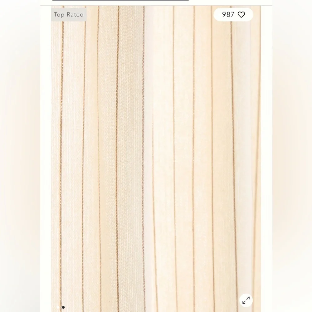 Anthropologie Ticking Stripe Cotton Woven Curtain 1 panel neutral